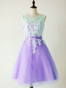 Scoop Sleeveless Lace Up Damas Dress Lavender Tulle