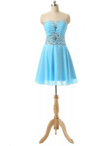 Admirable Sweetheart Sleeveless Lace Up Prom Party Dress Baby Blue Chiffon