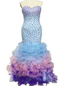 Multi-color Sweetheart Lace Up Beading and Ruffles Party Dress for Girls Sleeveless