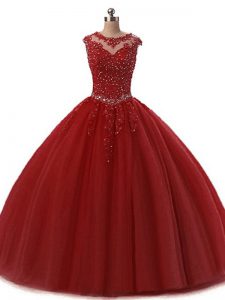 Smart Floor Length Ball Gowns Sleeveless Burgundy Quinceanera Dresses Lace Up