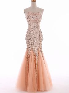 Noble Peach Sweetheart Lace Up Sequins Homecoming Dress Sleeveless