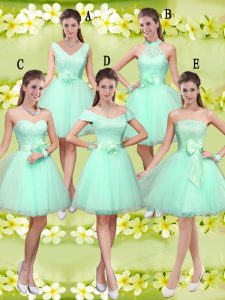 Great Knee Length A-line Sleeveless Apple Green Wedding Guest Dresses Lace Up
