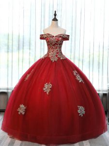 Floor Length Ball Gowns Sleeveless Wine Red Vestidos de Quinceanera Lace Up