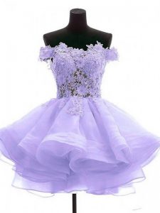 Fantastic Off The Shoulder Sleeveless Tulle Prom Dress Lace and Appliques Zipper