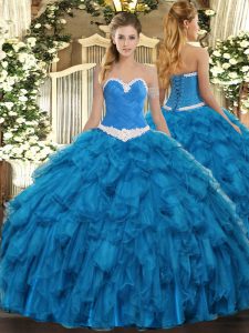 Sophisticated Organza Sleeveless Floor Length Quinceanera Gowns and Appliques and Ruffles