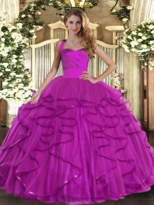 Vintage Sleeveless Lace Up Floor Length Ruffles 15 Quinceanera Dress