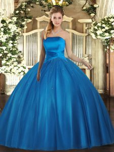 Baby Blue Vestidos de Quinceanera Military Ball and Sweet 16 and Quinceanera with Ruching Strapless Sleeveless Lace Up