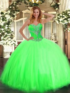 Excellent Sweetheart Neckline Beading Ball Gown Prom Dress Sleeveless Lace Up