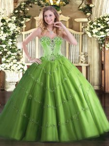 Inexpensive Sleeveless Floor Length Beading Lace Up Sweet 16 Dress with