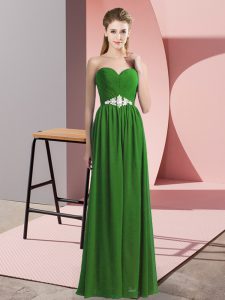 Stunning Green Sleeveless Chiffon Lace Up Homecoming Dress for Prom and Party