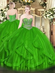 Free and Easy Tulle Sleeveless Floor Length 15 Quinceanera Dress and Beading and Ruffles