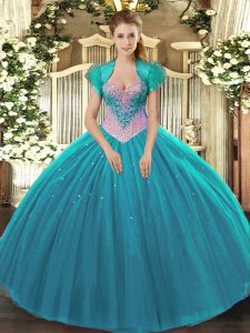 Sumptuous Tulle Sleeveless Floor Length Quinceanera Gown and Beading