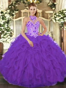 Gorgeous Floor Length Ball Gowns Sleeveless Purple Quinceanera Dresses Lace Up