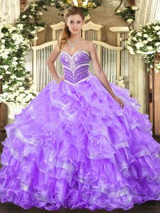 Sleeveless Lace Up Floor Length Ruffled Layers Ball Gown Prom Dress
