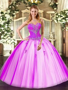 Attractive Tulle Sleeveless 15th Birthday Dress and Beading