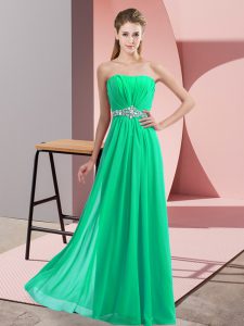 Smart Turquoise Prom and Party with Beading Strapless Sleeveless Lace Up