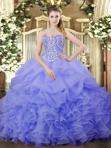 Designer Floor Length Ball Gowns Sleeveless Lavender Ball Gown Prom Dress Lace Up