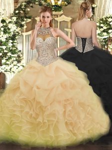 Sleeveless Lace Up Floor Length Beading and Ruffles and Pick Ups Quinceanera Dresses