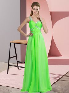 Green Sleeveless Chiffon Lace Up Homecoming Dress for Prom and Party