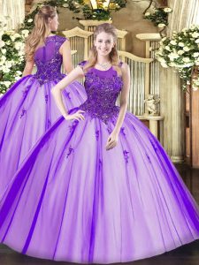 Purple Zipper Quinceanera Dresses Beading Sleeveless Floor Length