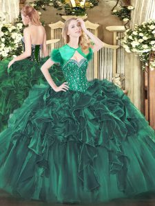 Elegant Floor Length Dark Green Vestidos de Quinceanera Sweetheart Sleeveless Lace Up