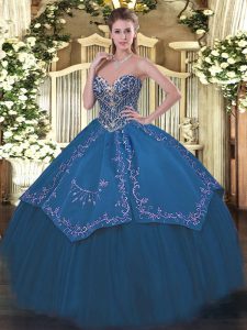 Suitable Sleeveless Beading and Embroidery Lace Up Quinceanera Gowns