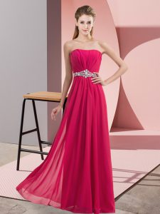 Popular Hot Pink V-neck Neckline Lace Prom Evening Gown Sleeveless Zipper