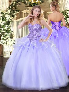 Custom Made Organza Sweetheart Sleeveless Lace Up Appliques 15 Quinceanera Dress in Lavender