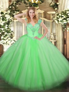 Adorable Sleeveless Floor Length Beading Lace Up Quinceanera Dress