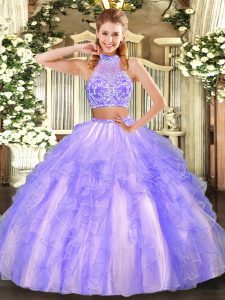 Sleeveless Beading and Ruffled Layers Criss Cross Ball Gown Prom Dress