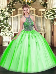 Extravagant Sleeveless Tulle Floor Length Lace Up Quinceanera Dress in with Beading