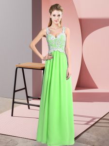 Zipper Prom Evening Gown Lace Sleeveless Floor Length