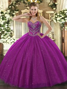 Elegant Floor Length Ball Gowns Sleeveless Fuchsia Ball Gown Prom Dress Lace Up