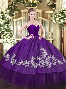 Extravagant Floor Length Purple Quinceanera Dresses Sweetheart Sleeveless Zipper