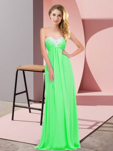 Dynamic Apple Green Lace Up Sweetheart Ruching Prom Gown Chiffon Sleeveless