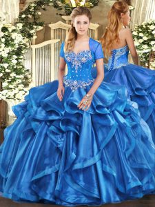 Comfortable Floor Length Ball Gowns Sleeveless Baby Blue Vestidos de Quinceanera Lace Up