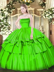 New Style Floor Length Zipper 15 Quinceanera Dress for Military Ball and Sweet 16 and Quinceanera with Ruffled Layers