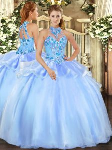 Designer Sleeveless Embroidery Lace Up Quinceanera Dress