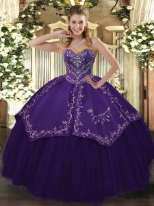 Most Popular Purple Lace Up Sweetheart Pattern 15th Birthday Dress Taffeta and Tulle Sleeveless