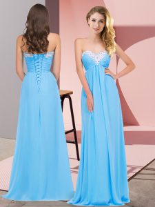 Elegant Aqua Blue Sweetheart Neckline Ruching Prom Evening Gown Sleeveless Lace Up