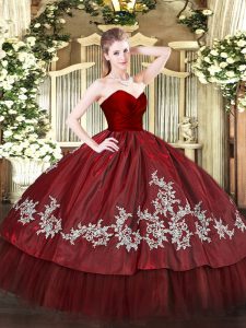 Elegant Floor Length Ball Gowns Sleeveless Wine Red Quinceanera Gown Zipper