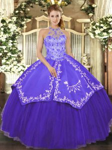 Gorgeous Purple Lace Up Quinceanera Dresses Beading and Embroidery Sleeveless Floor Length