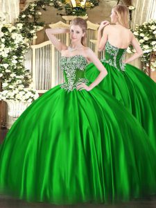 Exceptional Green Sleeveless Beading Floor Length Ball Gown Prom Dress
