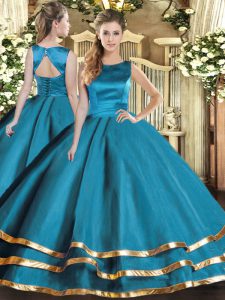 Sleeveless Ruffled Layers Lace Up Quinceanera Gown