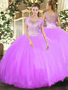 Free and Easy Lilac Clasp Handle Sweet 16 Quinceanera Dress Beading Sleeveless Floor Length