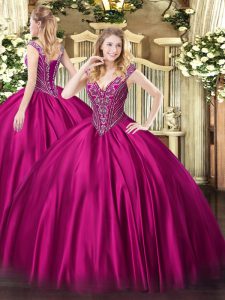 Captivating Satin Sleeveless Floor Length Quinceanera Gowns and Beading