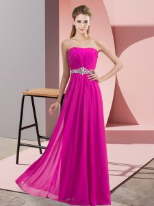 Strapless Sleeveless Chiffon Prom Evening Gown Beading Lace Up