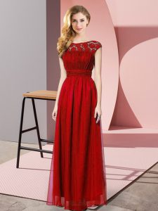 Floor Length Empire Sleeveless Wine Red Evening Dress Zipper