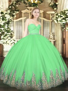 Best Sleeveless Beading and Lace and Appliques Zipper Quinceanera Dresses