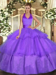 Tulle Sleeveless Floor Length Quinceanera Dress and Ruffled Layers